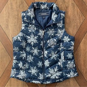 Lands End Snowflake Down Puffer Vest Womens Small